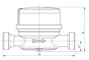 Wohnungs-Wasserzähler DN 15, Warm/Kaltwasser, Q3 2.5, 110 mm 3/4" Außengewinde