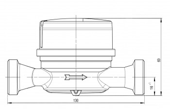 Wohnungs-Wasserzähler DN 20, Warm/Kaltwasser, Q3 2.5, 130 mm 1" Außengewinde