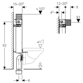 Geberit Kombifix Element für Wand-WC, 98 cm, mit Omega UP-Spülkasten 12 cm