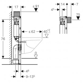 Geberit Duofix Element für Wand-WC, 82 cm, mit Omega UP-Spülkasten 12 cm