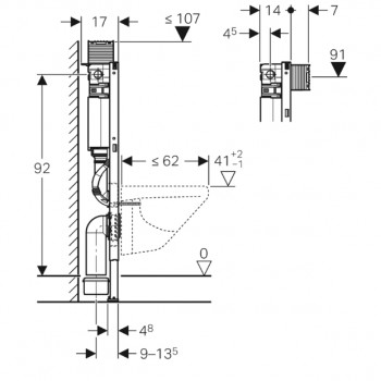 Geberit Duofix Element für Wand-WC, 98 cm, mit Omega UP-Spülkasten 12 cm