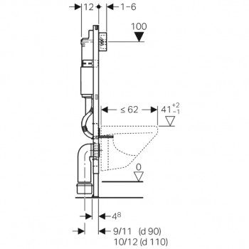 Geberit DuofixBasic Element für Wand-WC, 112 cm, mit Delta UP-Spülkasten 12 cm