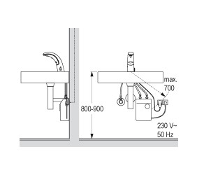 IQUA / Conti Waschtischarmatur A30, Infrarot, drucklos, Netzbetrieb, chrom