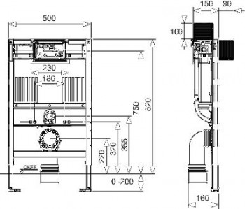 TECEprofil WC-Modul mit Uni-Spülkasten, Bauhöhe 820 mm, 9300301