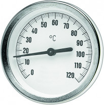 Bimetall-Zeigerthermometer 0-120° OR Ø 63 mm 1/2" x 50 mm Anschluß hinten