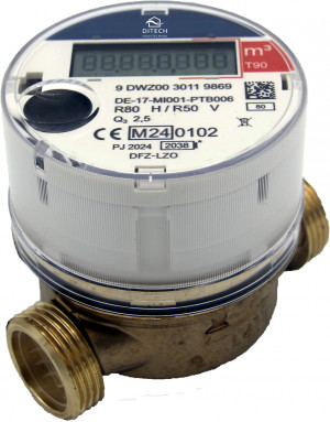 DELTAMESS / DITECH Aufputzwasserzähler kalt/warm T30 smart i OMS G¾ x 80 mm - 2,5 m³/h DT2861080