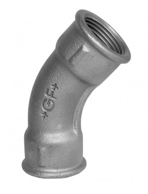 Schwarzer Bogen 1/2" lang 45° Nr. 41 I/I-Gewinde