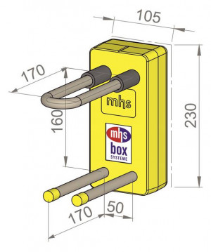 MHS Ventilheizkörperbox V-HKS23-40-CU CU-Rohr 15 x 1 mm, f. FB-Aufbau ab 16 cm