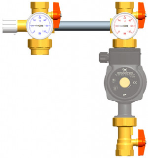 PAW Bypass-Set K7 voll absperrbar DN 25  mit Überströmventil 2801