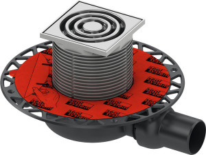 DITECH/TECE Ablaufset superflach Höhe 66 mm waager. DN50 mit Seal Universalflansch