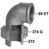 Verzinkte Winkelverschraubung 1/2", flach dichtend, I/I-Gewinde, Nr. 95