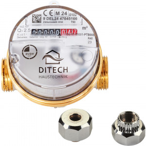 Eckventil-Wasserzähler Warm/Kaltwasser Eichung 2026 Preis inclusive Eichgebühren