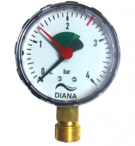 Manometer 0 - 4 bar 3/8" Abgang unten