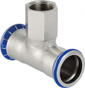 Mapress Edelstahl T-Stück 76,1 mm x 2" IG x 76,1 mm